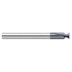 Dovetail Cutters - 0.1875″ (3/16″) Cutter Diameter × 0.0100″Radius × 120° included Carbide Dovetail Cutter, 2 Flutes, AlTiN Coated - Exact Industrial Supply
