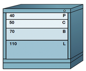 Desk-Standard Cabinet - 4 Drawers - 30 x 28-1/4 x 26-7/8" - Multiple Drawer Access - Benchmark Tooling