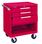 3-Drawer Roller Cabinet w/ball bearing Dwr slides - 35'' x 18'' x 27'' Red - Benchmark Tooling
