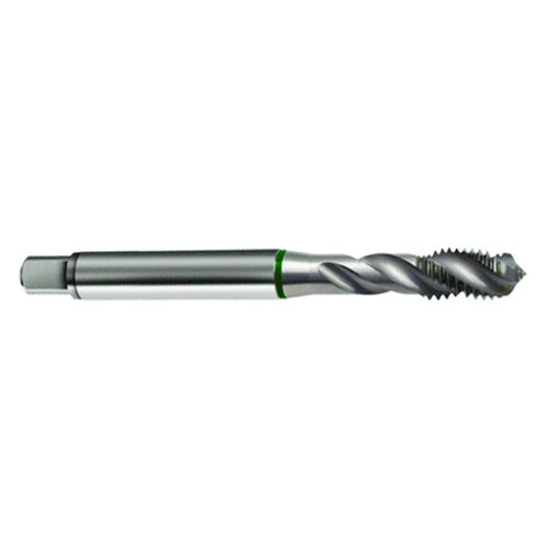 ‎M5 × 0.8 3FL 6H Cobalt Spiral Flute Full Bott Green Ring Tap-Bright FORM-E-40 Degree Helix - Benchmark Tooling