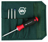 5 Piece - Drive-Loc VI Interchangeable Set - #28194 - Includes: Square # 1 # 2; Slotted 3.5 x 4.5; 5.5 x 6.5; Phillips #1 #2 - Canvas Pouch - Benchmark Tooling