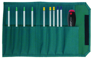 10 Piece - Drive-Loc VI Interchangeable Set - #28199 - Includes: Torx® T6 x T8; T7 x T9; T10 x T15; T20 x T25; Slotted 4.0; 6.0; Phillips #1 #2; Hex 3/32 x 7/64; 1/8 x 9/64; 5/32 x 3/16 - Canvas Pouch - Benchmark Tooling