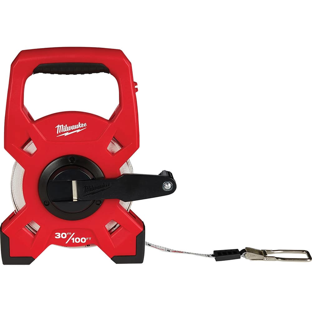 Milwaukee Tool - Tape Measures; Length (Feet): 100.000 ; Length (Meters): 30.00 ; Width (Inch): 2 ; Graduation (Inch): 1/16 ; Blade Material: Fiberglass ; Case Material: Plastic - Exact Industrial Supply