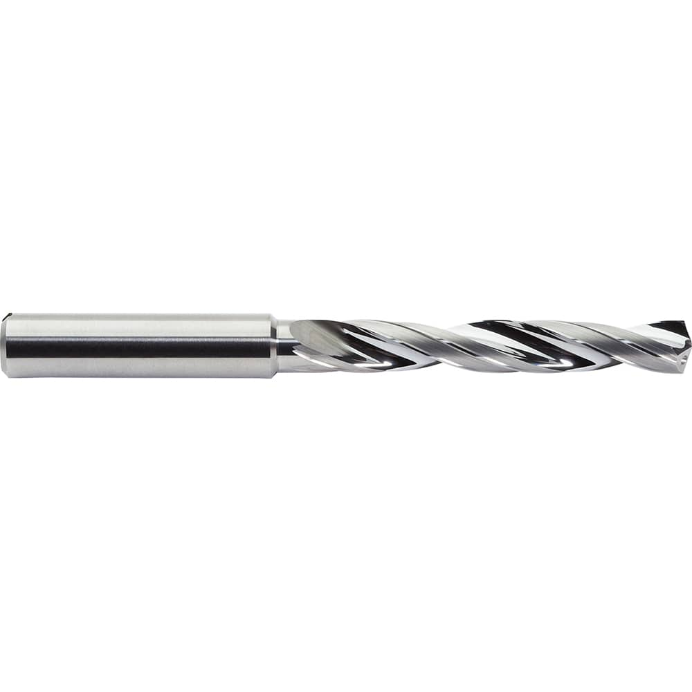 Jobber Length Drill Bit: 0.4213″ Dia, 142 °, Solid Carbide Bright/Uncoated, 4.6457″ OAL, Right Hand Cut, Helical Flute, Straight-Cylindrical Shank