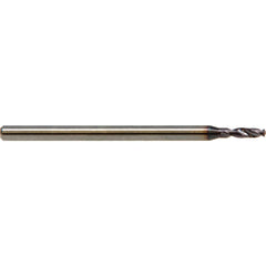 Micro Drill Bit: 0.063″ Dia, 143 °, Solid Carbide ALtima Finish, RH Cut, Helical Flute, Straight-Cylindrical Shank