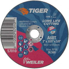 Weiler - 2 x 0.035, 3/8" Hole 60 Grit Aluminum Oxide Cutoff Wheel - Benchmark Tooling