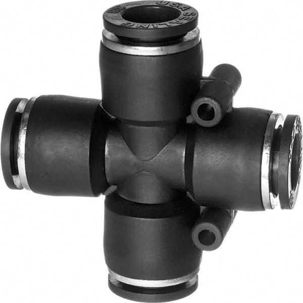 Value Collection - 1/4" OD, Nylon Push-to-Connect Union Cross - 150 Max psi, Black - Benchmark Tooling