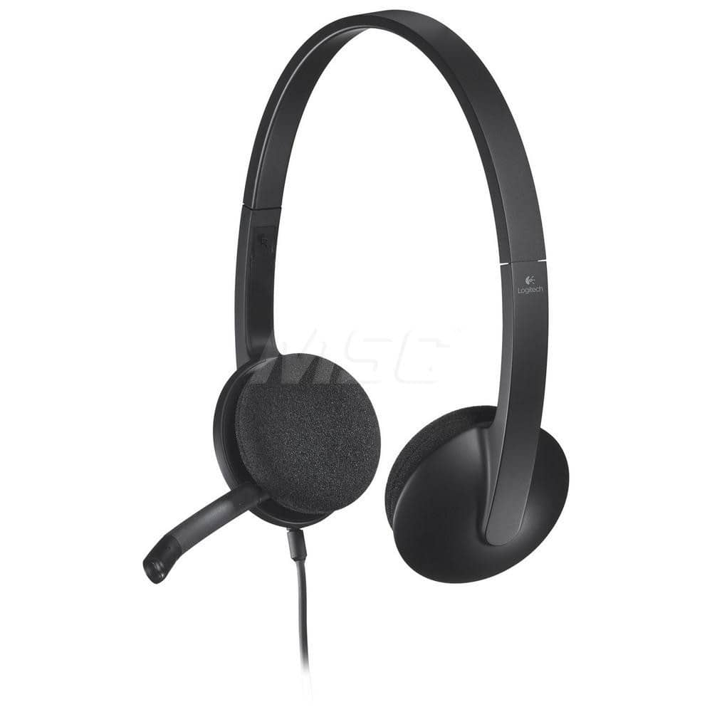 Logitech - Office Machine Supplies & Accessories; Office Machine/Equipment Accessory Type: Headphones ; For Use With: PC Calls & Music ; Color: Black - Exact Industrial Supply