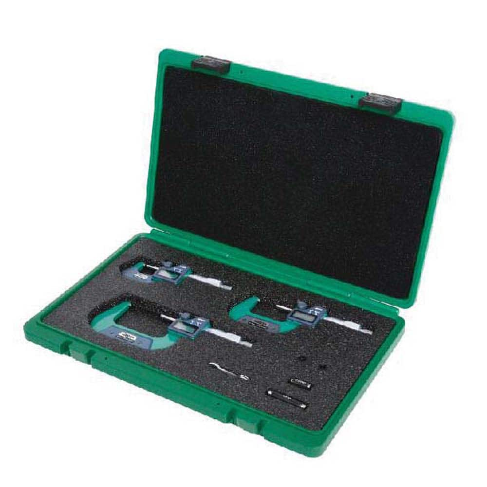 Insize USA LLC - Electronic Outside Micrometers; Type: Standard ; Minimum Measurement (Decimal Inch): 0.0000 ; Minimum Measurement (mm): 0.00 ; Maximum Measurement (mm): 75.00 ; Maximum Measurement (Decimal Inch): 3.0000 ; Thimble Type: Ratchet Stop - Exact Industrial Supply