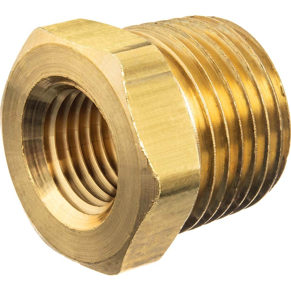 USA Sealing - Brass & Chrome Pipe Fittings; Type: Hex Bushing ; Fitting Size: 1-1/4 x 1/2 ; End Connections: MNPT x FNPT ; Material: Brass ; Pressure Rating (psi): 125 ; Finish/Coating: Uncoated - Exact Industrial Supply