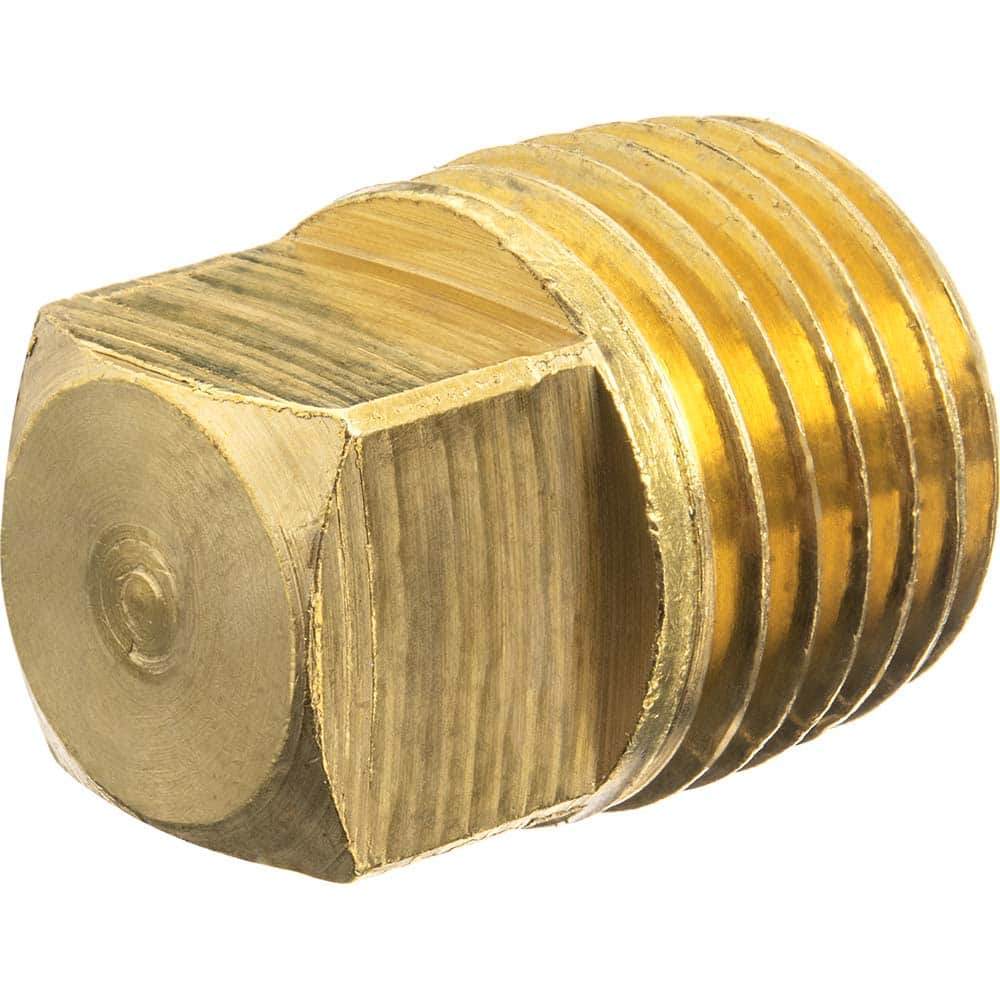 USA Sealing - Brass & Chrome Pipe Fittings; Type: Solid Square Head Plug ; Fitting Size: 1/8 ; End Connections: MNPT ; Material: Brass ; Pressure Rating (psi): 125 ; Finish/Coating: Uncoated - Exact Industrial Supply