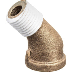 USA Sealing - Brass & Chrome Pipe Fittings; Type: 45 Street Elbow ; Fitting Size: 1 x 1 ; End Connections: FNPT x MNPT w/Thread Sealant ; Material: Brass ; Pressure Rating (psi): 125 ; Finish/Coating: Uncoated - Exact Industrial Supply