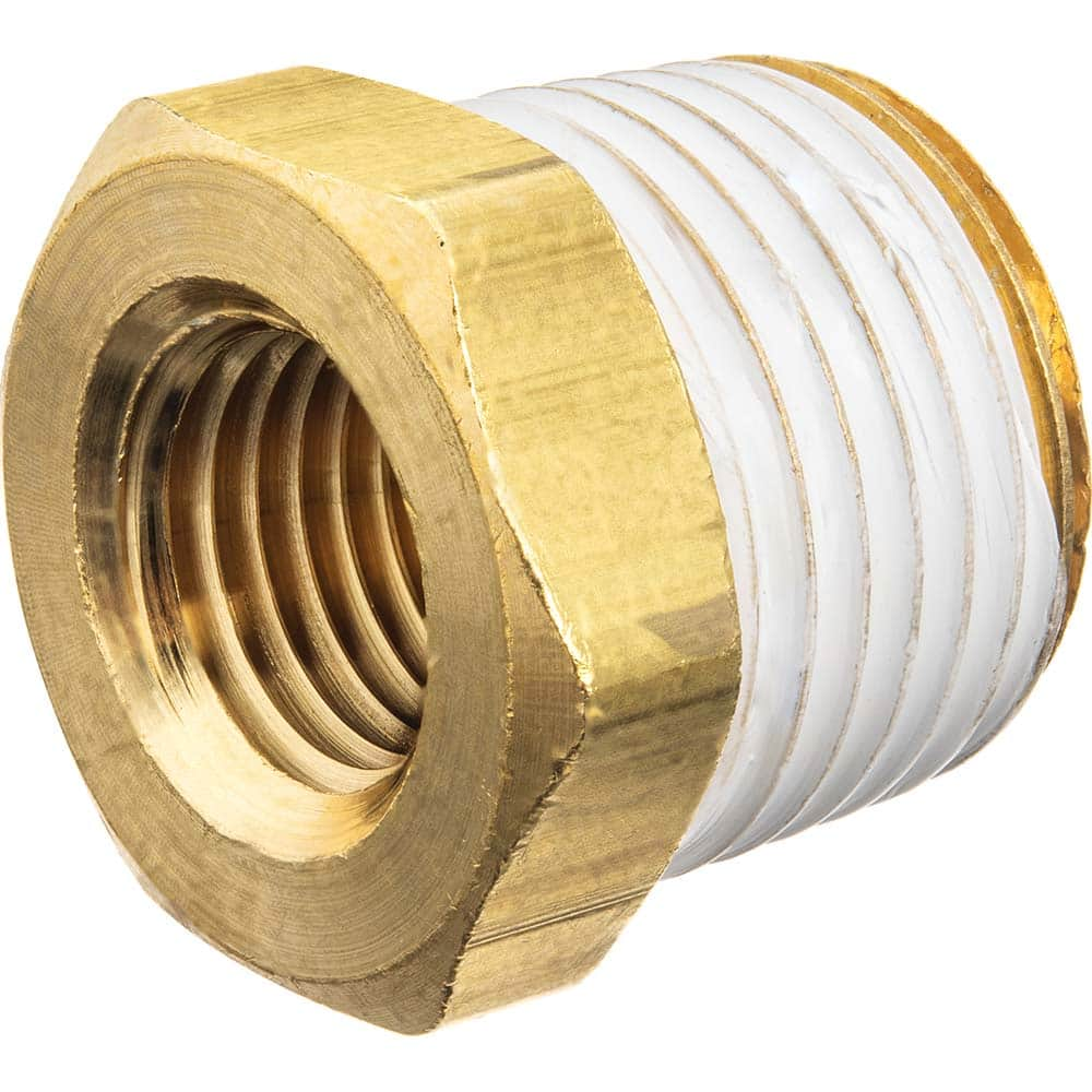 USA Sealing - Brass & Chrome Pipe Fittings; Type: Hex Bushing ; Fitting Size: 2-1/2 x 1-1/4 ; End Connections: MNPT x FNPT w/Thread Sealant ; Material: Brass ; Pressure Rating (psi): 125 ; Finish/Coating: Uncoated - Exact Industrial Supply