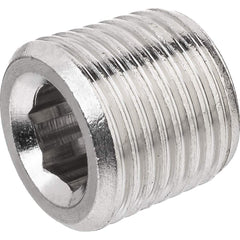 USA Sealing - Brass & Chrome Pipe Fittings; Type: Hex Drive Plug ; Fitting Size: 1/2 ; End Connections: MNPTF ; Material: Brass ; Pressure Rating (psi): 1000 ; Finish/Coating: Nickel Plated - Exact Industrial Supply