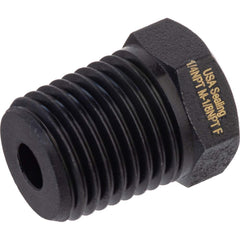 USA Sealing - Brass & Chrome Pipe Fittings; Type: Hex Bushing ; Fitting Size: 3/8 x 1/4 ; End Connections: MNPTF x FNPTF ; Material: Brass ; Pressure Rating (psi): 1000 ; Finish/Coating: Black Zinc - Exact Industrial Supply