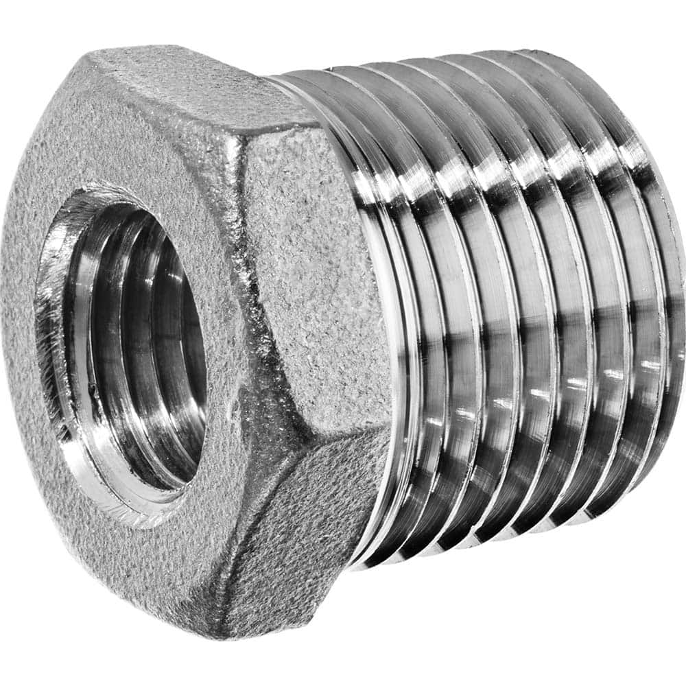 USA Sealing - Aluminum Pipe Fittings; Type: Hex Bushing ; Fitting Size: 2 x 1/2 ; End Connections: MNPT x FNPT ; Material Grade: Class 150 ; Pressure Rating (psi): 150 - Exact Industrial Supply