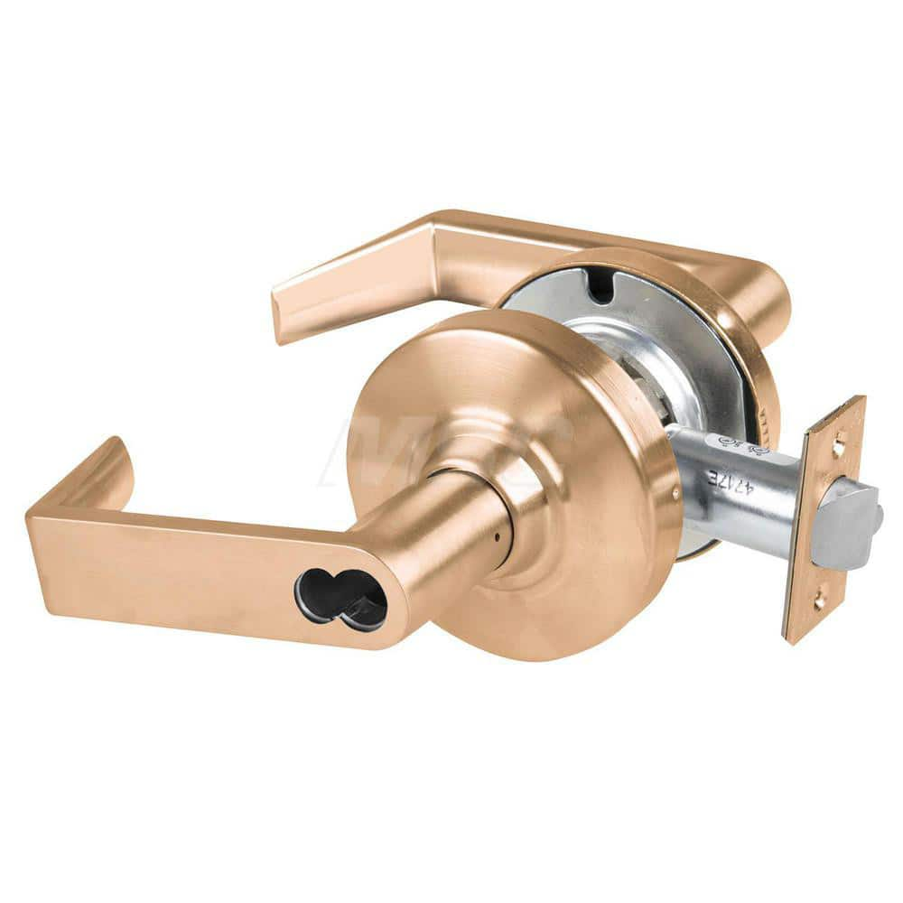 Lever Locksets; Type: Cylindrical Lock; Key Type: Keyless; Strike Type: Curved Lip Strike; Finish/Coating: Satin Bronze; Material: Metal; Material: Metal; Door Thickness: 1.75 in; Backset: 2.75 in; Cylinder Type: No Keyway; Minimum Order Quantity: Metal;