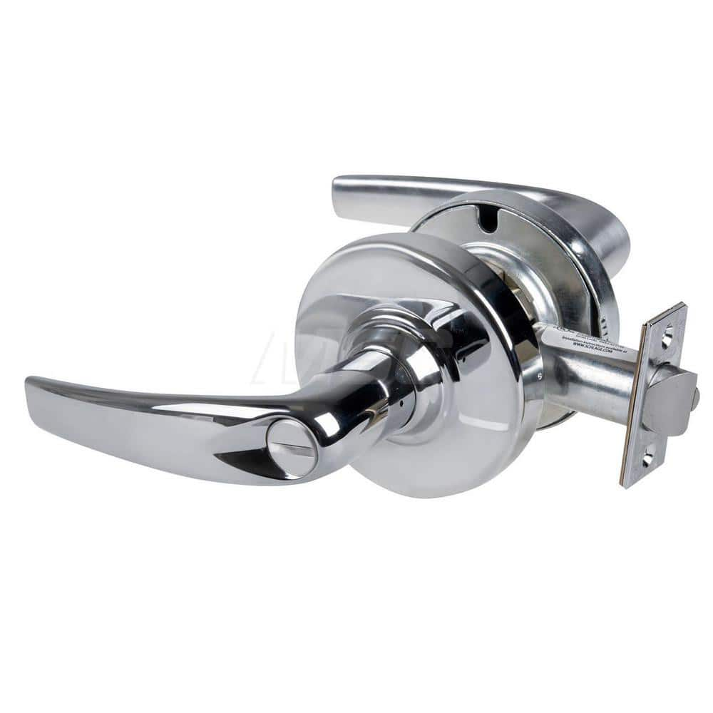 Lever Locksets; Type: Cylindrical Lock; Key Type: Keyless; Strike Type: Curved Lip Strike; Finish/Coating: Bright Chrome; Material: Metal; Material: Metal; Door Thickness: 1.75 in; Backset: 2.75 in; Cylinder Type: No Keyway; Minimum Order Quantity: Metal;