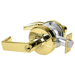 Lever Locksets; Type: Cylindrical Lock; Key Type: Keyed Different; Strike Type: Curved Lip Strike; Finish/Coating: Bright Brass; Material: Metal; Material: Metal; Door Thickness: 1.75 in; Backset: 2.75 in; Cylinder Type: Schlage C Keyway; Minimum Order Qu