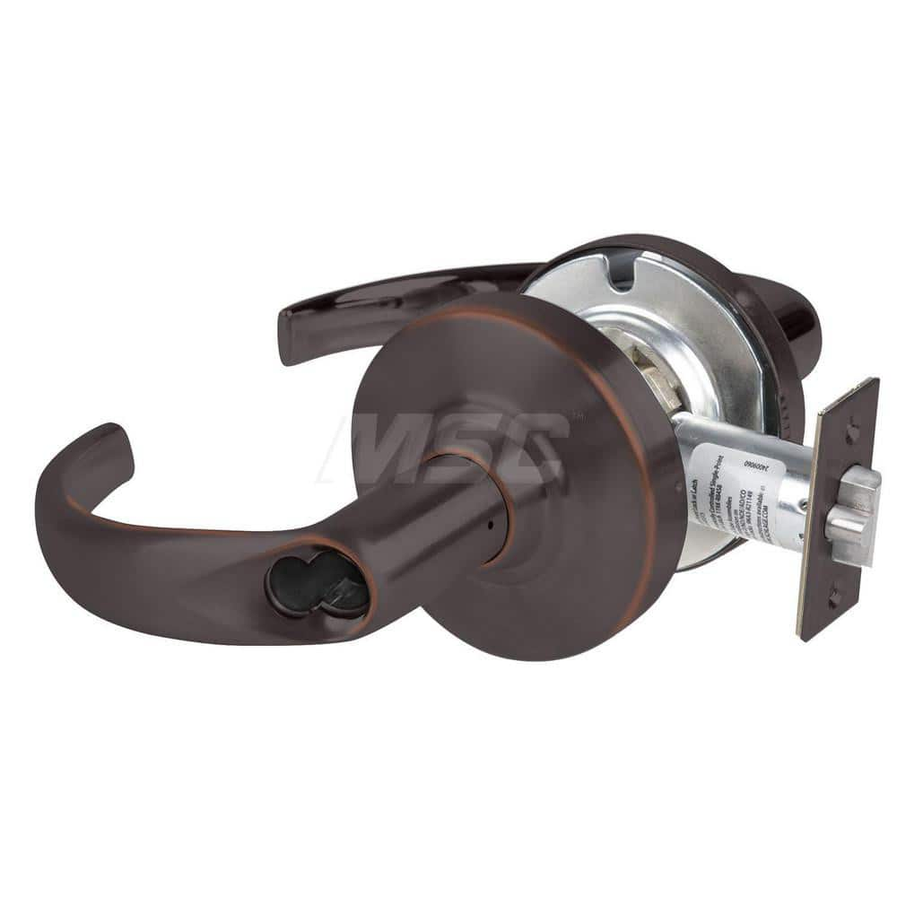 Lever Locksets; Type: Cylindrical Lock; Key Type: Keyless; Strike Type: Curved Lip Strike; Finish/Coating: Aged Bronze; Material: Metal; Material: Metal; Door Thickness: 1.75 in; Backset: 2.75 in; Cylinder Type: No Keyway; Minimum Order Quantity: Metal; M