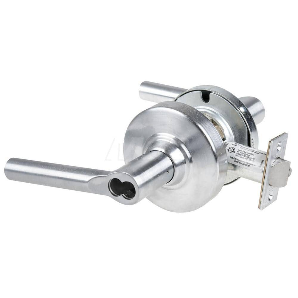 Lever Locksets; Type: Cylindrical Lock; Key Type: Keyless; Strike Type: Curved Lip Strike; Finish/Coating: Satin Chrome; Material: Metal; Material: Metal; Door Thickness: 1.75 in; Backset: 2.75 in; Cylinder Type: No Keyway; Minimum Order Quantity: Metal;