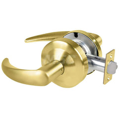 Lever Locksets; Type: Cylindrical Lock; Key Type: Keyless; Strike Type: Curved Lip Strike; Finish/Coating: Satin Brass; Material: Metal; Material: Metal; Door Thickness: 1.75 in; Backset: 2.75 in; Cylinder Type: No Keyway; Minimum Order Quantity: Metal; M