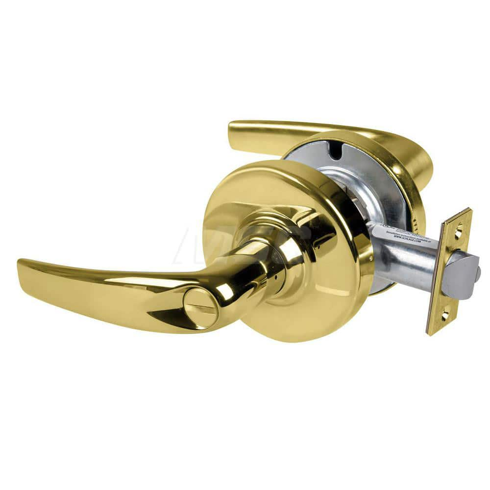 Lever Locksets; Type: Cylindrical Lock; Key Type: Keyless; Strike Type: Curved Lip Strike; Finish/Coating: Bright Brass; Material: Metal; Material: Metal; Door Thickness: 1.75 in; Backset: 2.75 in; Cylinder Type: No Keyway; Minimum Order Quantity: Metal;