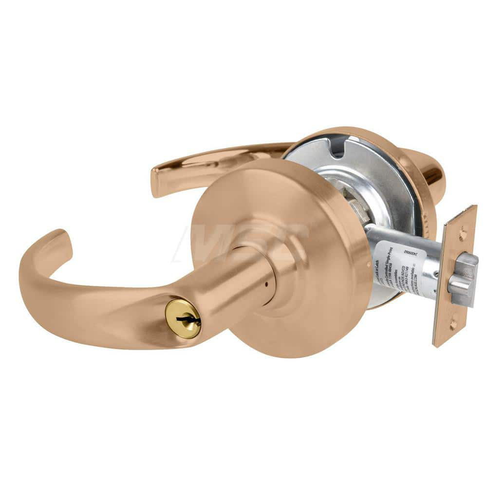 Lever Locksets; Type: Cylindrical Lock; Key Type: Keyed Different; Strike Type: Curved Lip Strike; Finish/Coating: Satin Bronze; Material: Metal; Material: Metal; Door Thickness: 1.75 in; Backset: 2.75 in; Cylinder Type: Schlage C Keyway; Minimum Order Qu