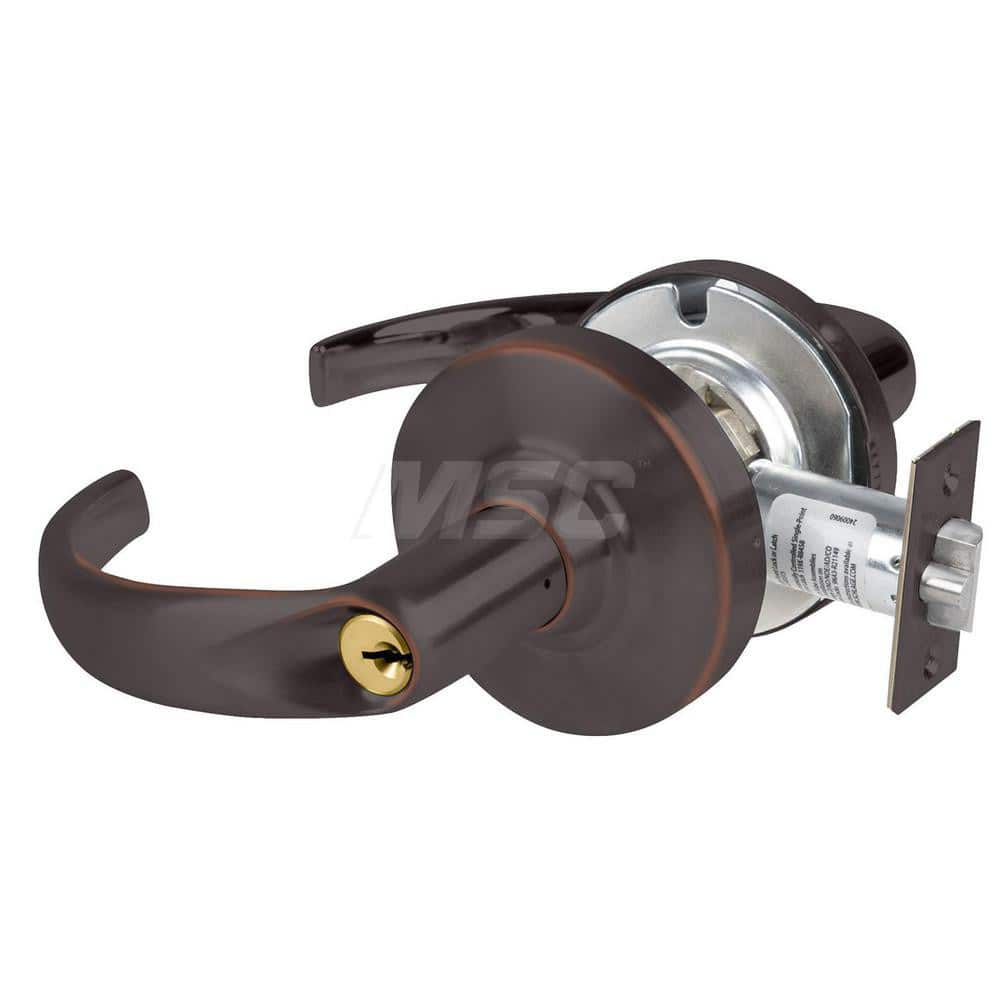 Lever Locksets; Type: Cylindrical Lock; Key Type: Keyed Different; Strike Type: Curved Lip Strike; Finish/Coating: Aged Bronze; Material: Metal; Material: Metal; Door Thickness: 1.75 in; Backset: 2.75 in; Cylinder Type: Schlage C Keyway; Minimum Order Qua