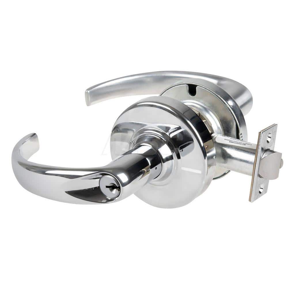 Lever Locksets; Type: Cylindrical Lock; Key Type: Keyed Different; Strike Type: Curved Lip Strike; Finish/Coating: Bright Chrome; Material: Metal; Material: Metal; Door Thickness: 1.75 in; Backset: 2.75 in; Cylinder Type: Schlage C Keyway; Minimum Order Q