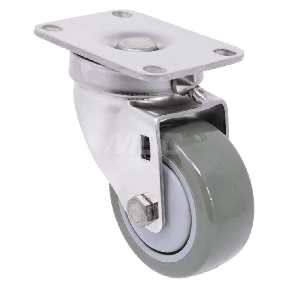 Top Plate Caster: Polyurethane, 3″ Wheel Dia, 1-1/4″ Wheel Width, 300 lb Capacity, 4-3/16″ OAH 3.625″ Plate Length, 2.38″ Plate Width