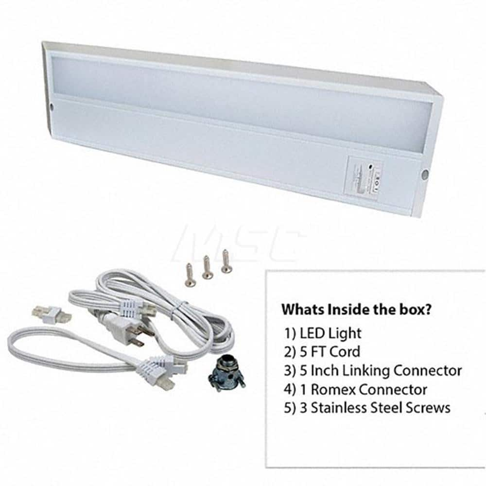 Undercabinet Light Fixtures; Lamp Type: Integrated LED; LED; Number of Lamps: 1; Overall Length (Feet): 12.00; 12 in; Overall Width: 4; Lumens: 420/450/450; Wattage: 6.000; 6.0; Overall Height: 1.00; Voltage: 120 VAC; 120.00; Dimmable: Yes; Features: Colo