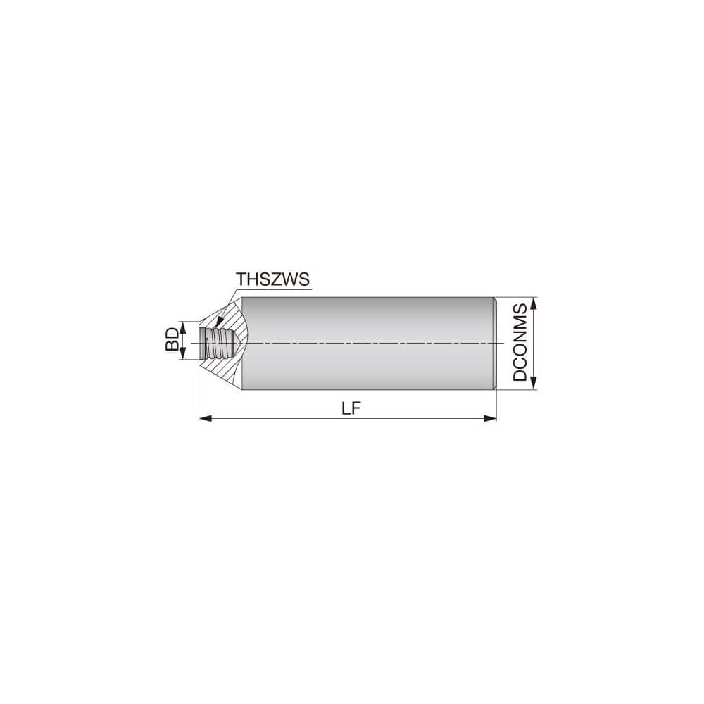 Replaceable Tip Milling Shank: Series VSSD, 32″ Straight Shank S15 Neck Thread, 23.9″ Neck Dia, Steel