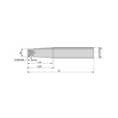 Replaceable Tip Milling Shank: Series VTS, 1-1/4″ Straight Shank S15 Neck Thread, 0.941″ Neck Dia, Solid Carbide