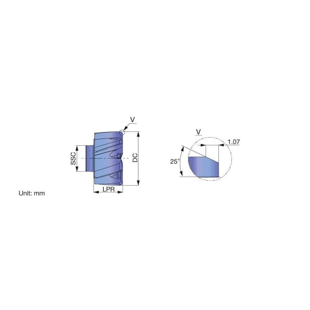 Modular Reamer Heads; Head Diameter (Inch): 23.0000; Head Diameter (mm): 23.0000; Reamer Finish/Coating: Coated; TiAlN; Flute Type: Spiral; Head Length (Decimal Inch): 12.80 mm; Hole Tolerance: h7; Spiral Direction: Left Hand; Cutting Direction: Right Han