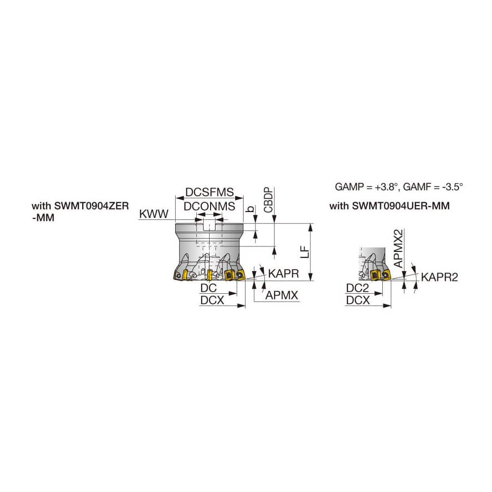 Indexable High-Feed Face Mills; Minimum Cutting Diameter: 25.00 mm; Maximum Cutting Diameter: 40.00 mm; Maximum Depth Of Cut: 1.50 mm; Arbor Hole Diameter (mm): 16.00; Compatible Insert Size Code: 0904; Maximum Ramping Angle: 2.1; Series: TXSW; Cutter Sty