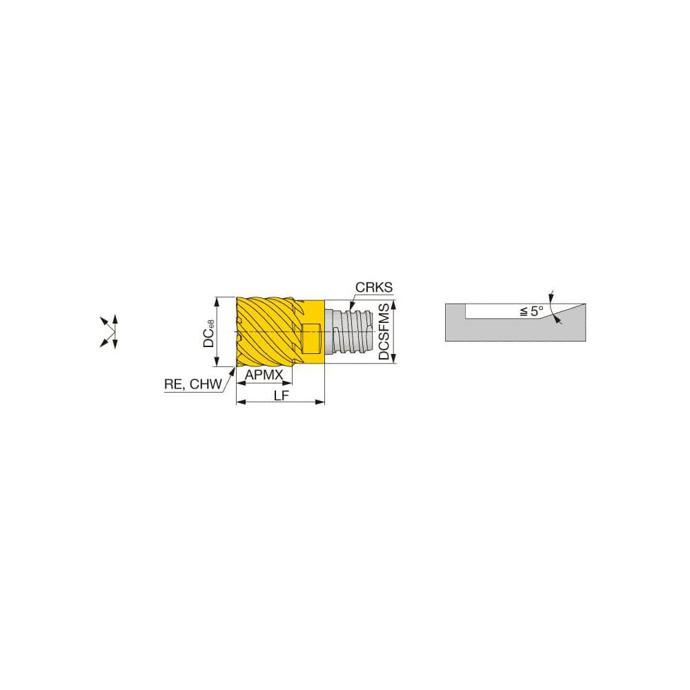 Corner Radius End Mill Head: 8 Flutes S10, TiAlN Coated, Series VED