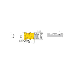 Corner Chamfer End Mill Head: 1″ Dia, 45 °, 0.02″ Width, 6 Flute S10, TiAlN Finish, Helical Flute, Series VEE