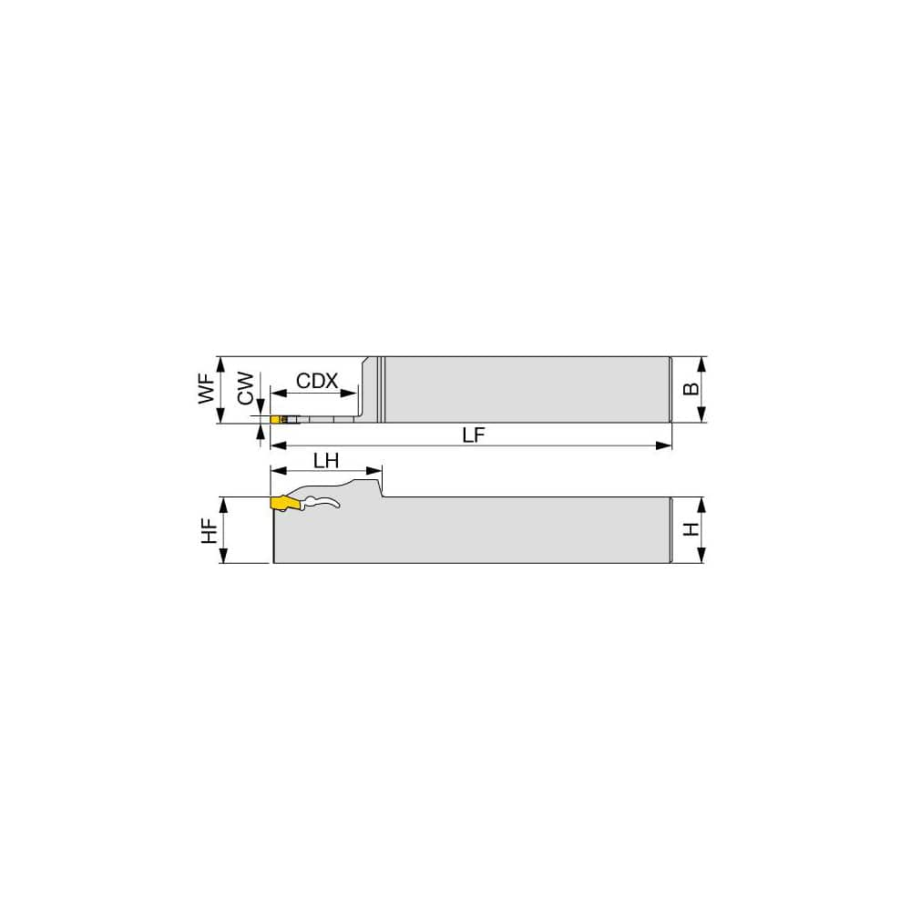 Indexable Grooving Toolholder:  QSER2020-2T33, Uses 2 Inserts,  No