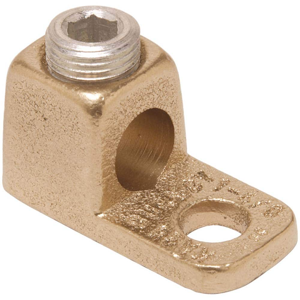 Burndy - Ring Terminals; Terminal Type: Rectangle ; Insulation Type: NonInsulated ; Connection Type: Lug ; Compatible Wire Size (AWG): 14-4 (Solid/Strand) ; Stud Size (Inch): 1/4 ; Color: Copper - Exact Industrial Supply