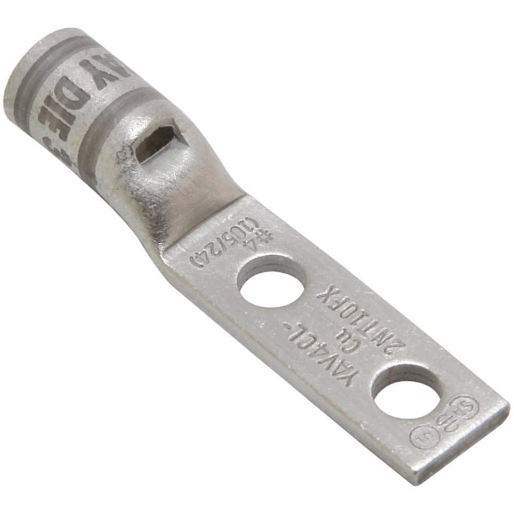 Burndy - Ring Terminals; Terminal Type: Rectangle ; Insulation Type: NonInsulated ; Connection Type: Compression ; Compatible Wire Size (AWG): 4 (Flex) ; Stud Size (#): 10 ; Color: Gray - Exact Industrial Supply