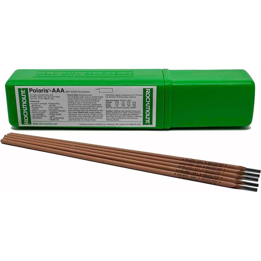 Rockmount Research and Alloys - 11 Lb 1/8 x 14" Low Hydrogen Carbon Steel Alloy Polaris AAA Stick Welding Electrode - Exact Industrial Supply