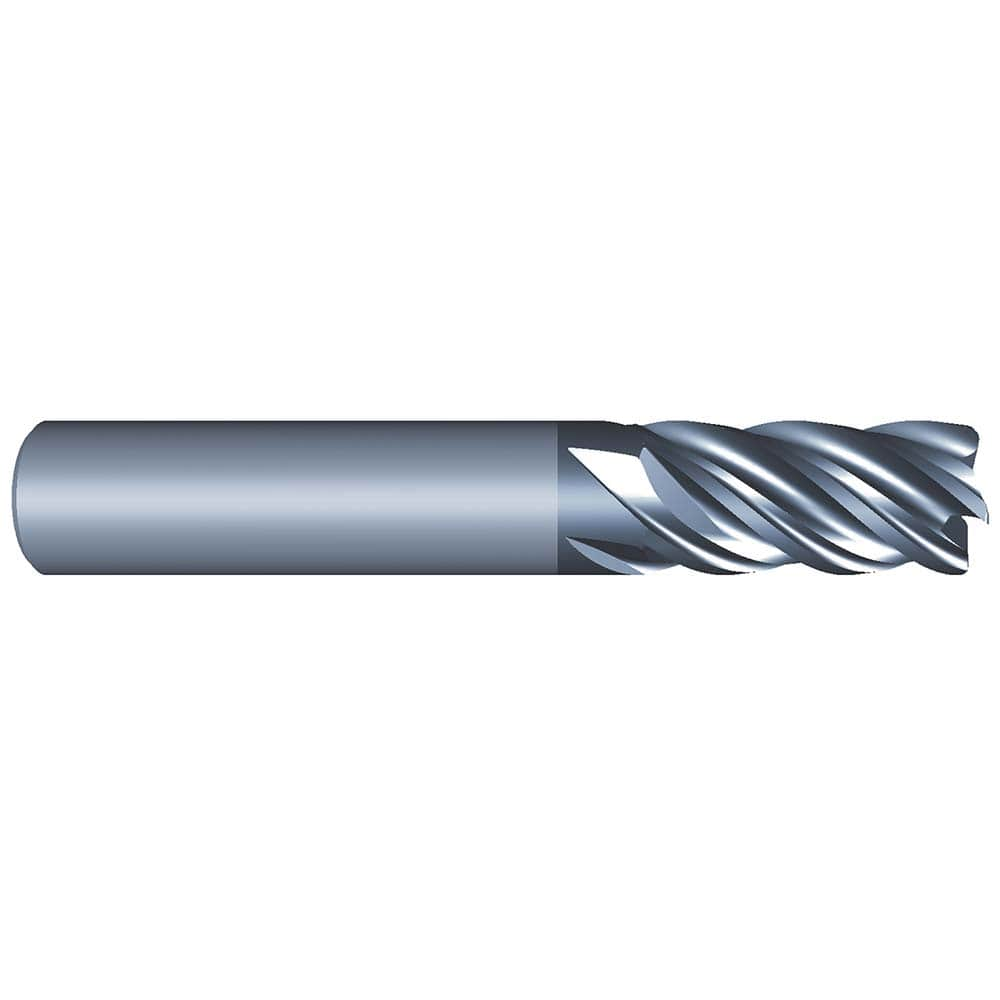 Corner Radius End Mill: 1/4″ Dia, 1″ LOC, 0.015″ Radius, 5 Flutes, Solid Carbide 2-1/2″ OAL, 1/4″ Shank Dia, Variable ° Helix, AlCrN Coated, Corner Radius End, Centercutting, Series Eliminator