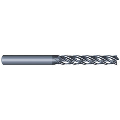 Corner Radius End Mill: 3/4″ Dia, 3″ LOC, 0.06″ Radius, 4 Flutes, Solid Carbide 6″ OAL, 3/4″ Shank Dia, Variable ° Helix, AlCrN Coated, Corner Radius End, Centercutting, Series Eliminator