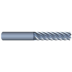 Corner Radius End Mill: 5/8″ Dia, 2-1/4″ LOC, 0.06″ Radius, 7 Flutes, Solid Carbide 5″ OAL, 5/8″ Shank Dia, Variable ° Helix, AlCrN Coated, Corner Radius End, Centercutting, Series Eliminator