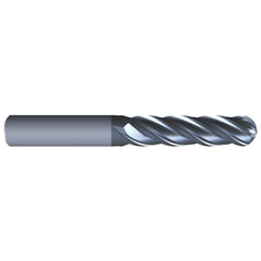 Eliminator - Ball End Mills; Mill Diameter (Inch): 7/16 ; Mill Diameter (Decimal Inch): 0.4375 ; Number of Flutes: 4 ; Length of Cut (Inch): 2 ; Material: Solid Carbide ; Overall Length (Inch): 4 - Exact Industrial Supply