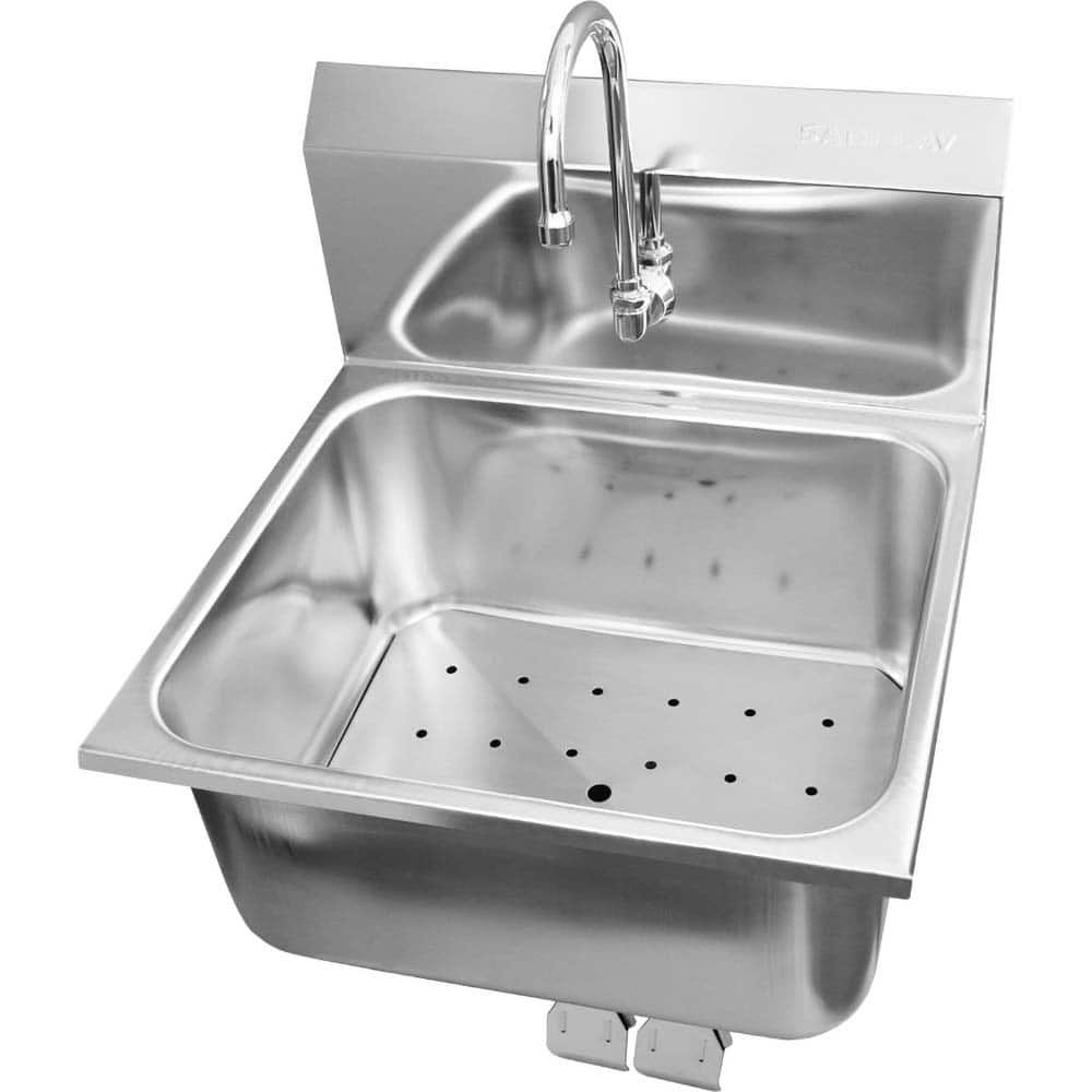 SANI-LAV - Sinks; Type: Hands-Free Wall Mounted Wash Sink ; Outside Length: 21 (Inch); Outside Width: 20 (Inch); Outside Height: 19-1/2 (Inch); Inside Length: 19 (Inch); Inside Width: 16 (Inch) - Exact Industrial Supply