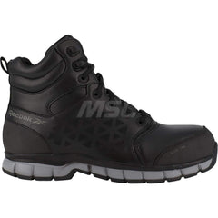 Work Boot: Size 13, Leather, Alloy Toe Black, Medium Width, Non-Slip Sole