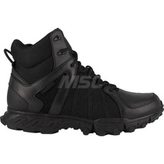 Work Boot: Size 7.5, 6″ High, Leather, Plain Toe Black, Medium Width, Non-Slip Sole