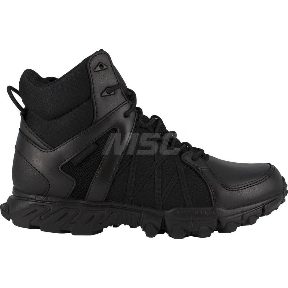 Work Boot: Size 5.5, 6″ High, Leather, Plain Toe Black, Medium Width, Non-Slip Sole